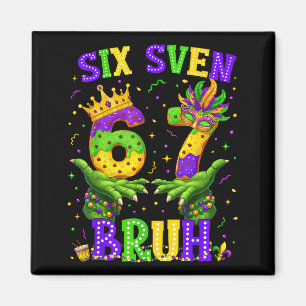 Aimant Alligator Six Seven Bruh 6 7 Mème Mardi Gras Carni