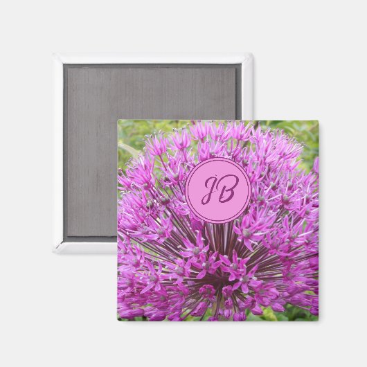 Aimant Allium violet avec monogramme (Recto/Verso)
