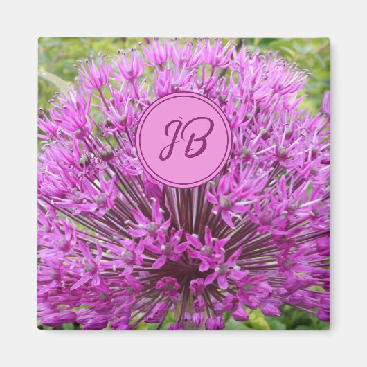 Aimant Allium violet avec monogramme (Devant)