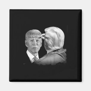 Aimant Allons Brandon Trump Écrit Sur Bidens Forehead :