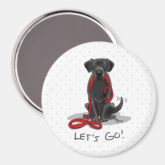 Aimant Allons-y ! Black Lab Labrador Retriever Cute (Recto/Verso)