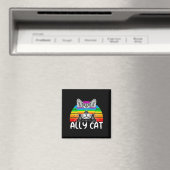Aimant Ally Cat Rainbow Lunettes de soleil LGBT Gay pride (In Situ (Lave-vaisselle))