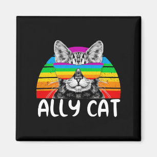 Aimant Ally Cat Rainbow Lunettes de soleil LGBT Gay pride