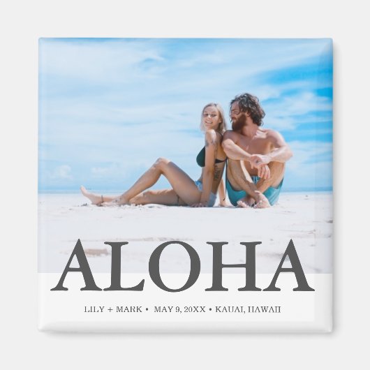 Aimant Aloha Photo Hawaii Wedding Save Date (Devant)