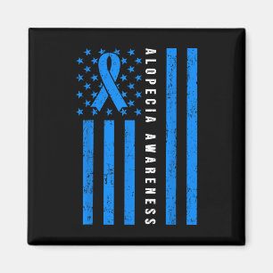 Aimant Alopecia Areata Awareness I Wear Blue Ribbon Suppo