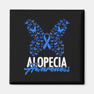 Aimant Alopecia Sensibilisation Bleu Ruban Papillon Alope
