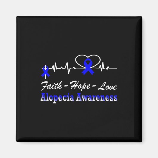 Aimant Alopecia Sensibilisation Heartbeat Christian Cross (Devant)