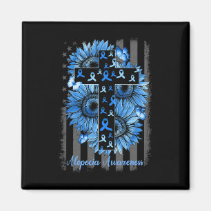 Aimant Alopecia Sensibilisation Tournesol Drapeau américa