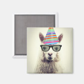 Aimant Alpaca dans les lunettes et Casquette de fête (Recto/Verso)