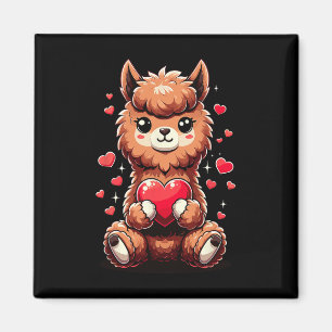 Aimant Alpaca tenant un cœur pour la Saint-Valentin Lama