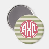 Aimant Alpha Chi Omega | Motif Rayure Monogramme (Recto/Verso)