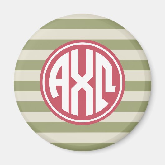 Aimant Alpha Chi Omega | Motif Rayure Monogramme (Devant)