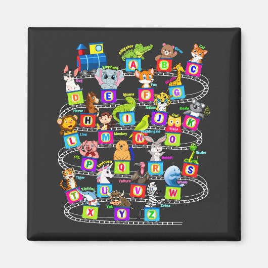 Aimant Alphabet Animal ABC Carré d'apprentissage (Devant)