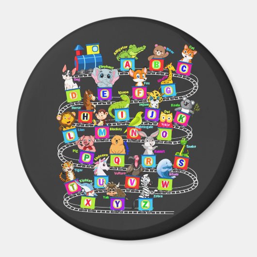 Aimant Alphabet Animal ABC Cercle d'apprentissage (Devant)