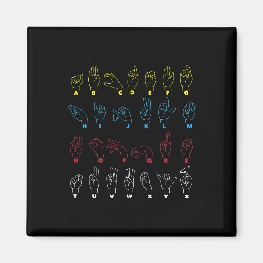 Aimant Alphabet enseignant American Sing Language Asl Cha (Devant)