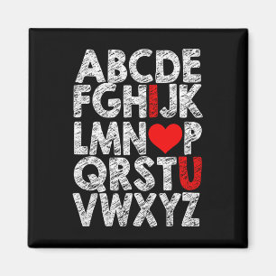 Aimant Alphabet J'aime Graphic avec surlignage de cœur V
