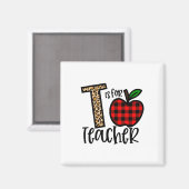 Aimant Alphabet T est pour l'amour de l'enseignant Apple (Recto/Verso)