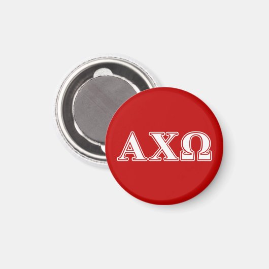 Aimant Alphi Chi Omega White and Red Letters (Recto/Verso)