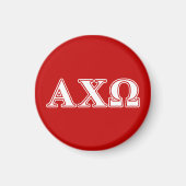 Aimant Alphi Chi Omega White and Red Letters (Devant)