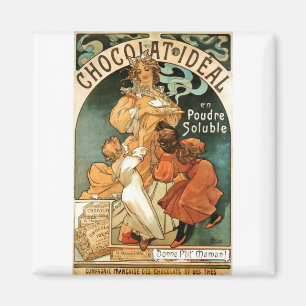 Aimant Alphonse (Alfons) Mucha Chocolat Idéal
