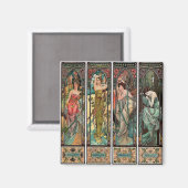 Aimant Alphonse Mucha art, Art nouveau, vintage, femmes (Recto/Verso)