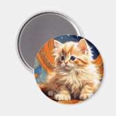 Aimant Alphonse Mucha Art Nouveau Chat orange (Recto/Verso)
