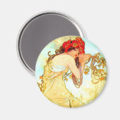 Aimant Alphonse Mucha Art Nouveau Été (Recto/Verso)