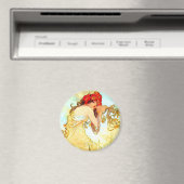 Aimant Alphonse Mucha Art Nouveau Été (In Situ (Lave-vaisselle))