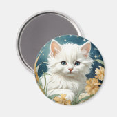 Aimant Alphonse Mucha Art Nouveau Kitten (Recto/Verso)