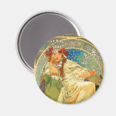 Aimant Alphonse Mucha Art Nouveau Princesse Hyacinth (Recto/Verso)