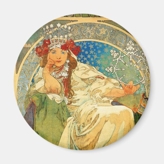Aimant Alphonse Mucha Art Nouveau Princesse Hyacinth (Devant)