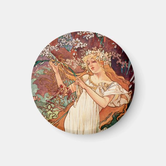 Aimant Alphonse Mucha, Les Saisons (1896) Printemps (Devant)