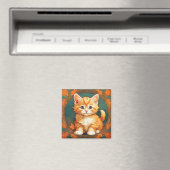 Aimant Alphonse Mucha Style Chat orange (In Situ (Lave-vaisselle))