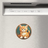 Aimant Alphonse Mucha Style Chat orange (In Situ (Lave-vaisselle))