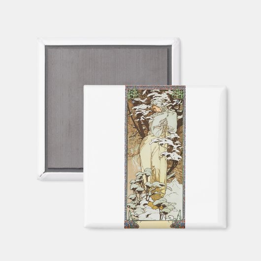 Aimant Alphonse Mucha Winter (Recto/Verso)