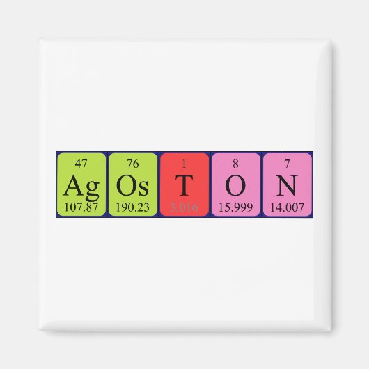 Aimant Amannet de nom de table périodique Ágoston (Devant)