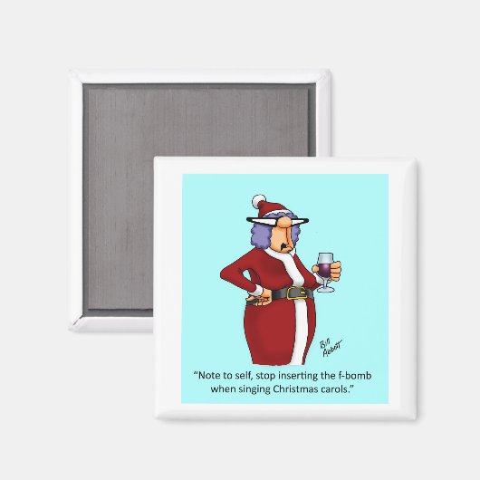 Aimant Amant de vin de Noël amusant (Recto/Verso)