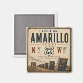 Aimant Amarillo Route 66 Coordonnées Souvenir (Recto/Verso)