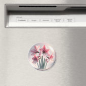 Aimant Amaryllis Fleurs blanches roses (In Situ (Lave-vaisselle))