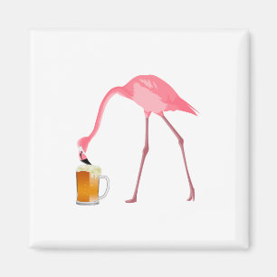 Aimant Amateur de bière Flamant rose rose