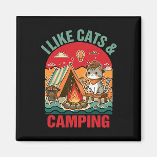 Aimant Amateur de camping en plein air amoureux des chats