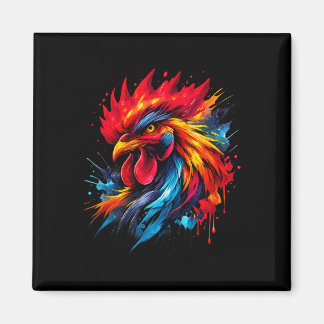 Aimant Amateur de combat de coq vintage peint _