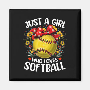 Aimant Amateur de softball Fleur Juste une fille qui aime