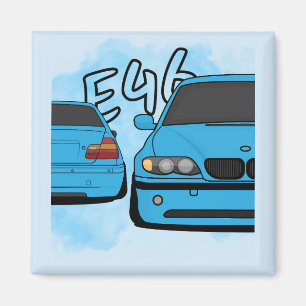 Aimant Amateur de voiture de sport européenne bleue dessi