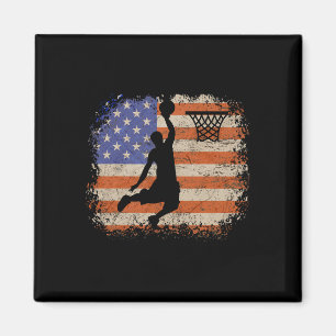 Aimant Amateurs de basket-ball Vintage Usa Drapeau Basket