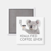 Aimant Amateurs de café Fluffy Koala Pun (Recto/Verso)