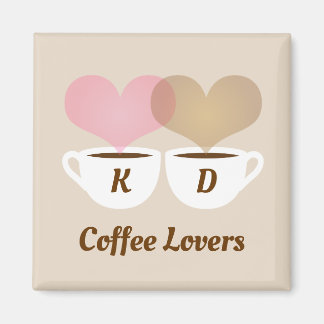 Aimant Amateurs de café rose Brown Personnalisé Initiales