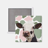 Aimant Amateurs de vaches Sage Green et Rose Cow Imprimer (Recto/Verso)
