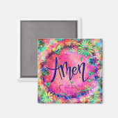 Aimant Amen Coeurs Floraux Rose Plutôt Whimsical Trendy (Recto/Verso)