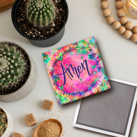 Aimant Amen Coeurs Floraux Rose Plutôt Whimsical Trendy